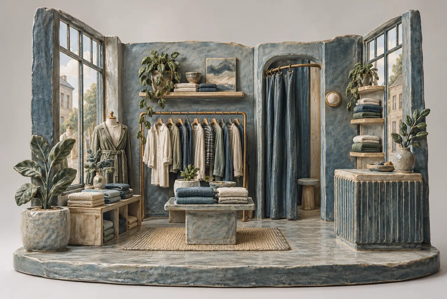Illustration of apparel retailers and their working space